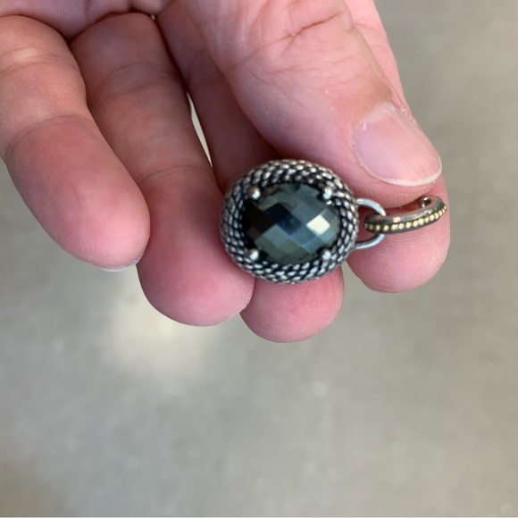 Made in Thailand nickel free SS (925) /14k gold earrings -gray stone - Picture 5 of 8